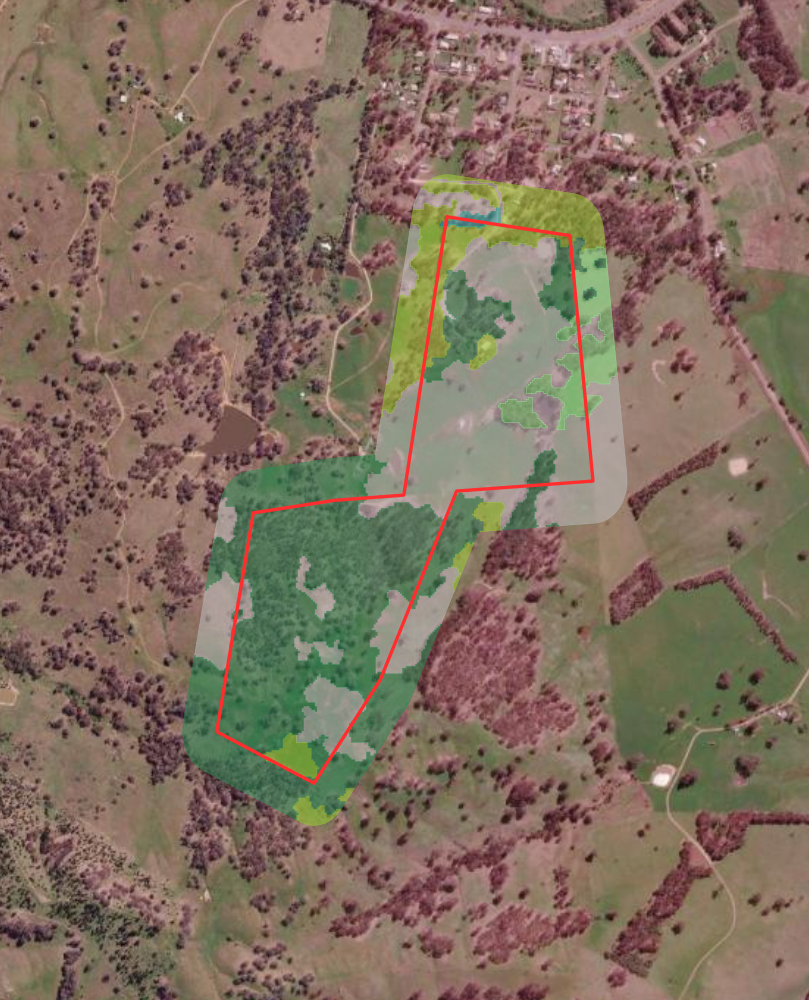 Mapped plant communities across a de-identified NSW parcel