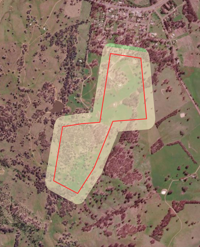 Land use zoning mapped across a de-identified NSW rural parcel