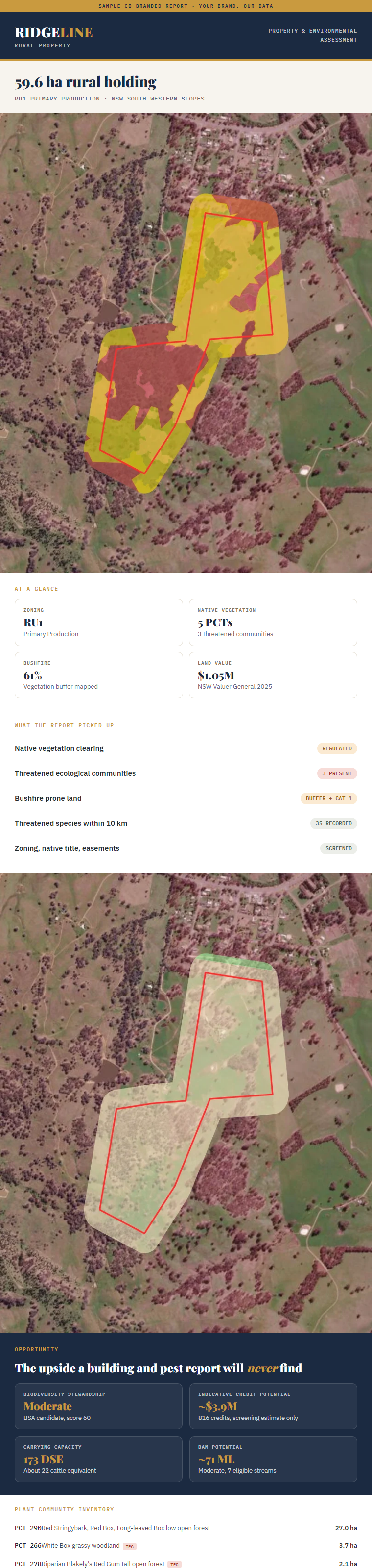 A sample co-branded MapCheck property and environmental assessment report